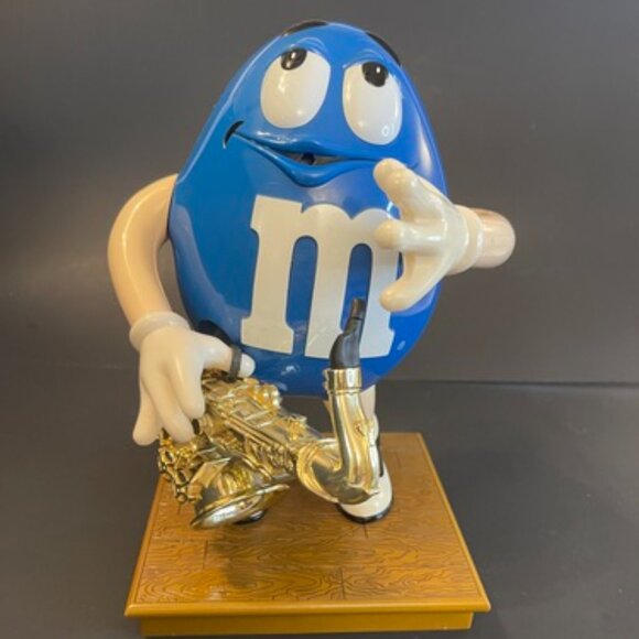 Vintage M&M Candy Dispenser - Blue Saxophone Player! - Picture 1 of 9